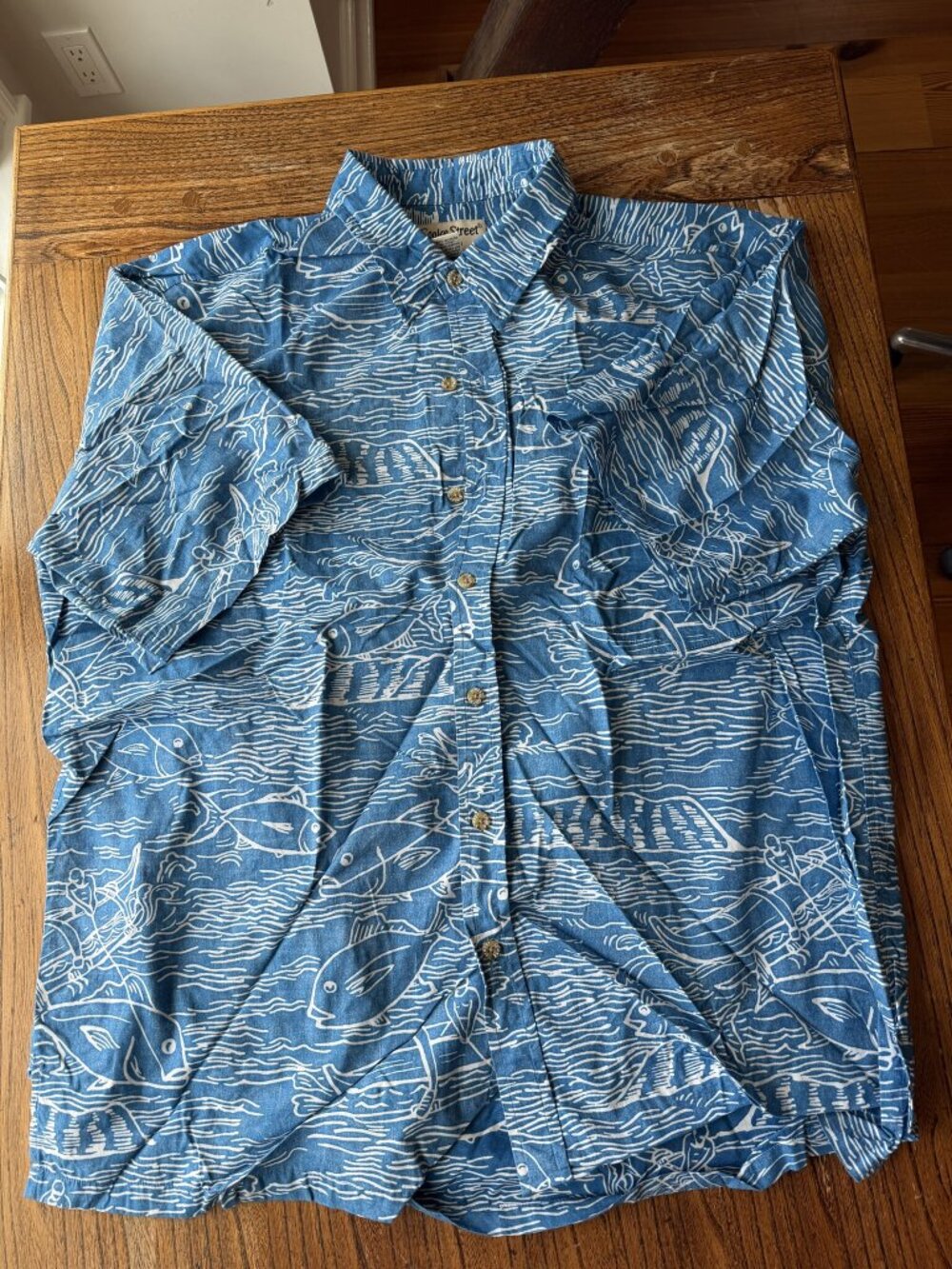 Cooke Street Honolulu Blue Fish Print Hawaiian Shirt Mens 2XL